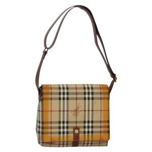 Authentic BURBERRY Nova Check Shoulder Bag PVC Beige Gold